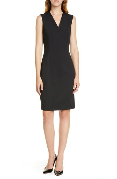 Ted Baker Sleeveless Wool Blend Sheath Dress In Black