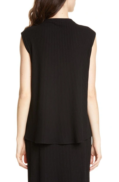 Eileen Fisher Rib Mock Neck Tank In Black