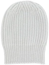 Jil Sander Ribbed Beanie Hat In Grey