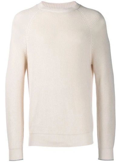 Brunello Cucinelli Ribbed Jumper In Neutrals