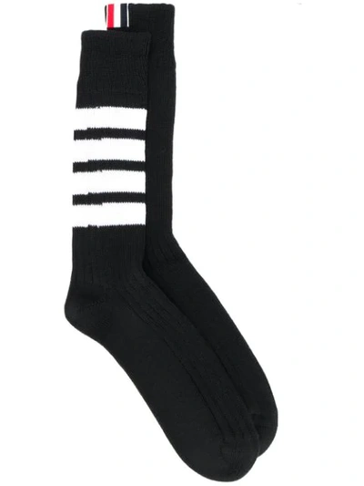 Thom Browne 4-bar Knitted Socks - Black