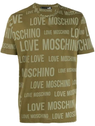 Love Moschino Logo Print Crew Neck T-shirt In Green
