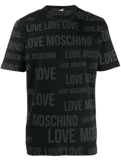 Love Moschino Logo Print Crew Neck T-shirt In Black