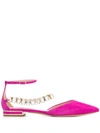 Casadei Crystal-embellished Ballerinas In Pink