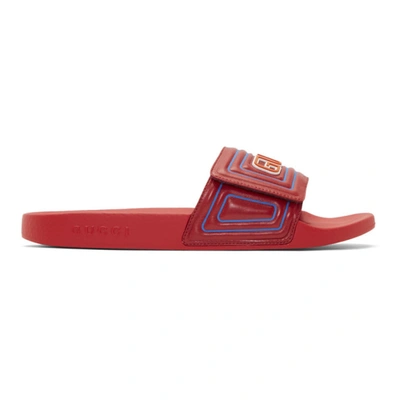 Gucci Logo Pool Slides In 6433 Hibred