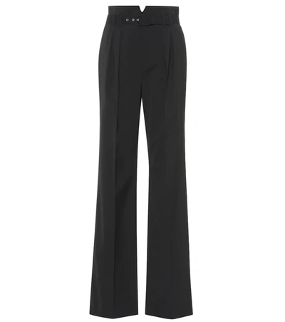 Red Valentino High-rise Wide-leg Wool-blend Pants In Black