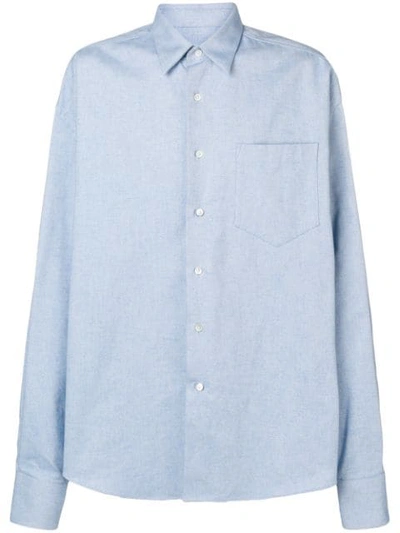 Ami Alexandre Mattiussi Oversize Long Sleeve Shirt With Chest Pocket In Blue