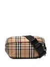 Burberry Check Print Messenger Bag - Brown