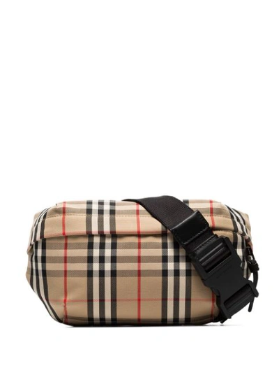 Burberry Check Print Messenger Bag - Brown In Brown
