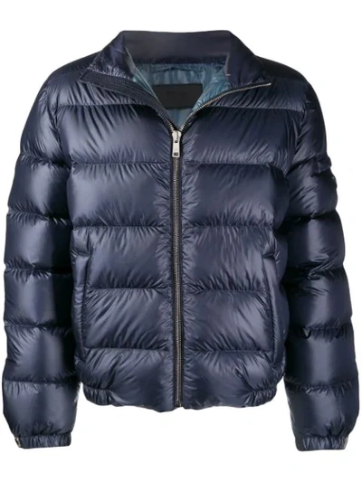 Prada Quilted Zipped Jacket In Blue