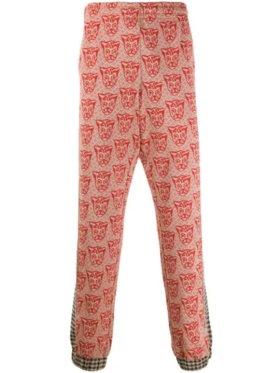 Gucci Jacquard Tiger Side Panelled Trousers In Orange