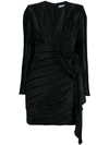 Givenchy Bow-embellished Plissé-satin Mini Dress In Black