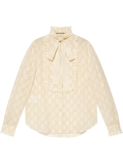 Gucci Gg Broderie Anglaise Shirt In 9011 White