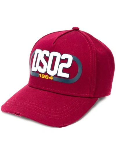 Dsquared2 Embroidered Logo Cap In Red