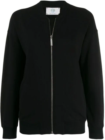 Alberta Ferretti Love Me Print Zipped Sweatshirt In Black