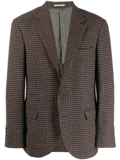 Brunello Cucinelli Checked Pattern Blazer In Brown