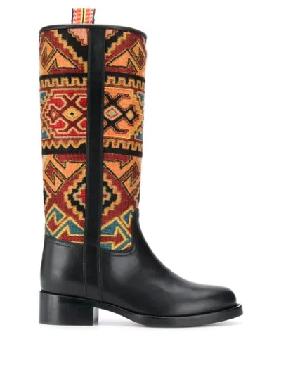Etro Geometric Pattern Ankle Boots In Multicolor