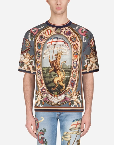 Dolce & Gabbana Cotton T-shirt With Amore E Bellezza Print In Multi-colored