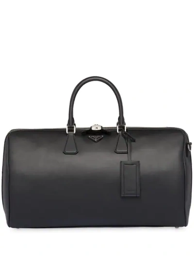 Prada Saffiano Leather Duffle Bag In Black