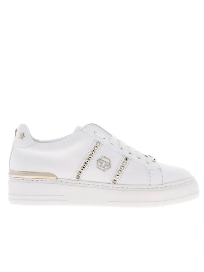 Philipp Plein Sneakers In Leather With Studs And Logo In White