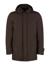 Herno Hooded Parka Coat In Brown