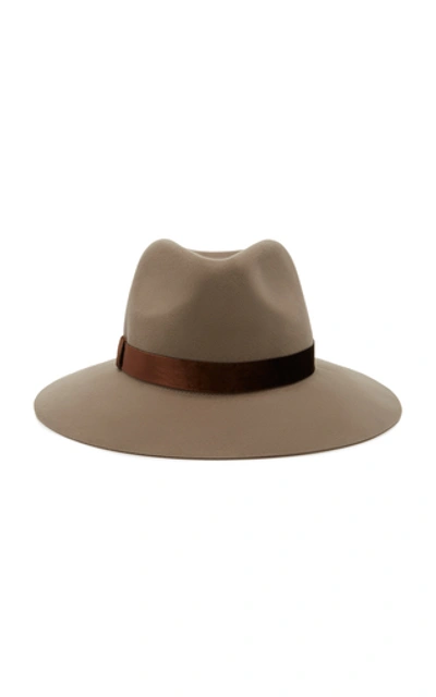 Eugenia Kim Georgina Velvet-trimmed Wool-felt Fedora In Brown