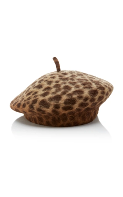 Eugenia Kim Dionne Printed Fur Beret In Brown