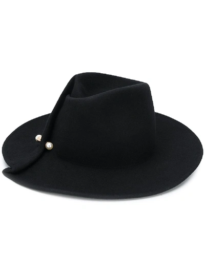 Eugenia Kim Giovanna Pearl-embellished Wool-felt Hat In Black