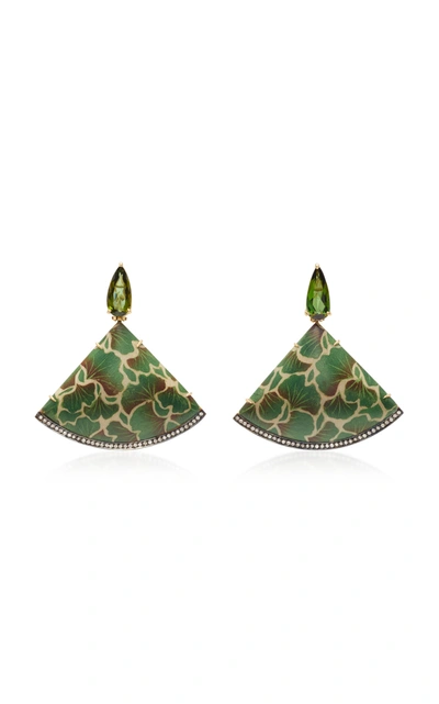 Silvia Furmanovich 18k Gold; Tourmaline And Diamond Earrings In Green