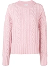 Ami Alexandre Mattiussi Women's Crewneck Cable Knit Oversize Sweater In Pink