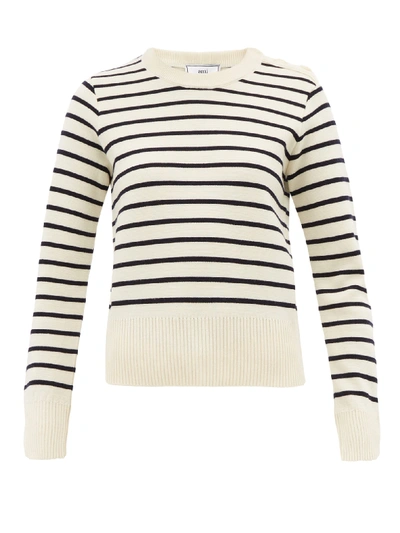 Ami Alexandre Mattiussi Women's Crewneck Striped Sweater In White