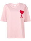 Ami Alexandre Mattiussi T-shirt With Big Ami Coeur Patch In Pink