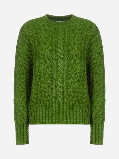 Ami Alexandre Mattiussi Women's Crewneck Cable Knit Oversize Sweater In Green