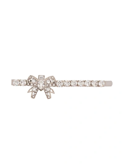 Miu Miu Silver Crystal Micro Bow Hair Clip