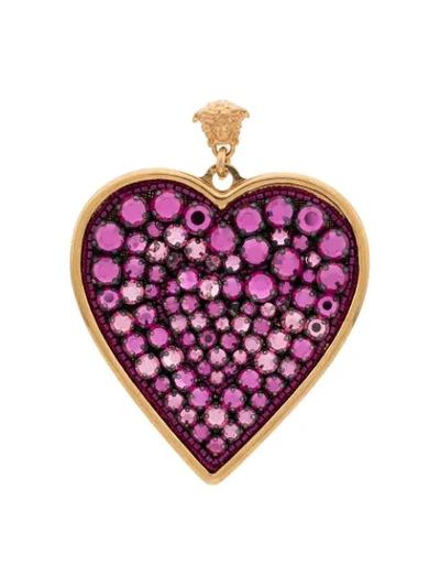 Versace Heart Crystal Statement Earrings In Pink