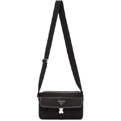 Prada Black Nylon Saffiano Messenger Bag