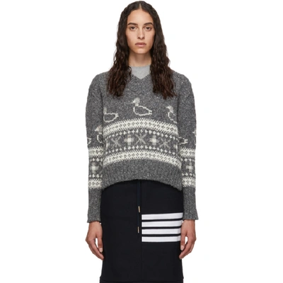 Thom Browne High-low Wool-mohair Sweater In 035 Med Gre