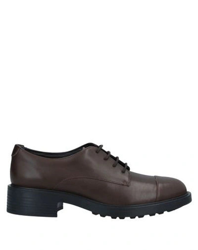 Hogan Lace-up Shoes In Dark Brown