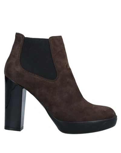 Hogan Ankle Boots In Dark Brown