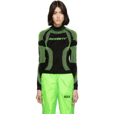 Misbhv High-neck Sport Knit Top In Black/green