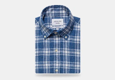 Ledbury Men's Deep Blue Brompton Plaid Casual Shirt Cotton