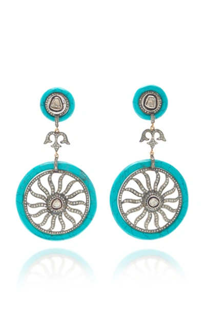Amrapali Diamond Wheel Earrings In Blue