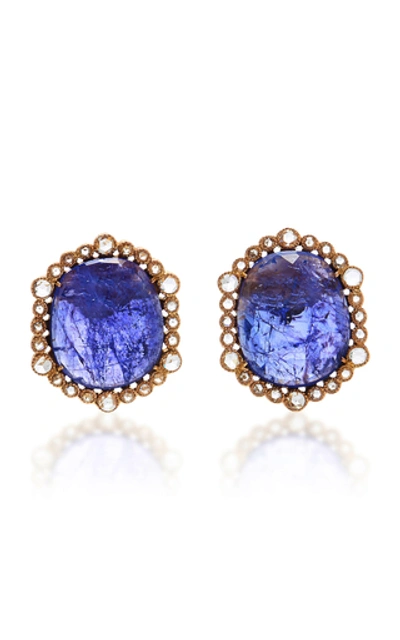 Amrapali Tanzanite And Diamond Rose-cut Earrings In Blue