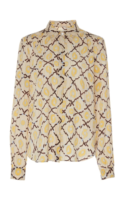 Alexandre Blanc Patterned Silk Wrap Blouse In White