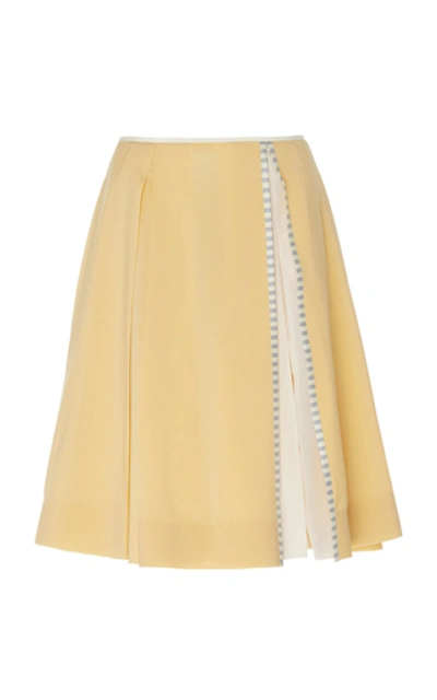 Alexandre Blanc Pleated Wool-blend Skirt In Yellow
