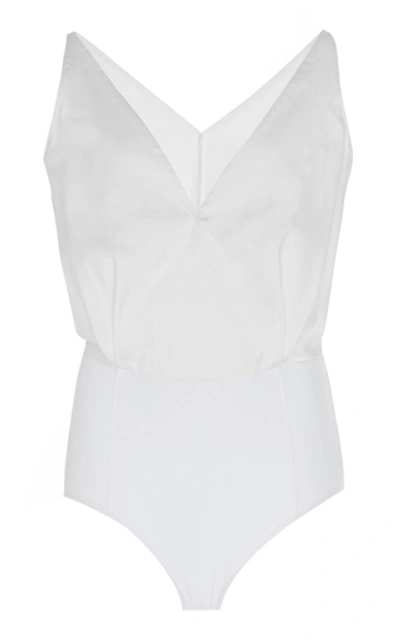 Alexandre Blanc Sleeveless Cotton And Silk Bodysuit In White
