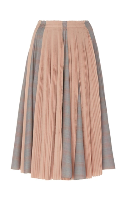 Alexandre Blanc Pleated Wool Knee-length Skirt In Neutral