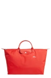 Longchamp Le Pliage Club Large Nylon Travel Bag In Vermillion