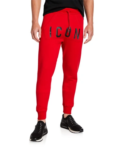 Dsquared2 Men's Icon Typographic Sweatpants In Red