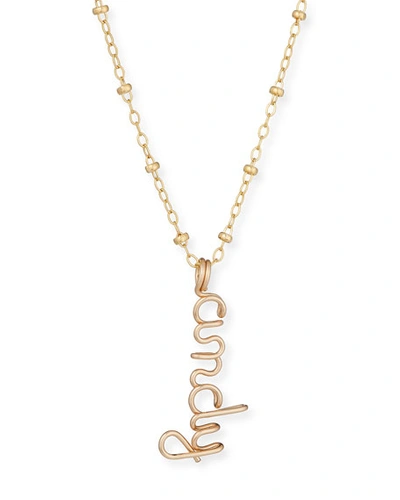 Atelier Paulin Personalized Beaded Necklace W/ Wire Pendant, 1-5 Letters In Gold